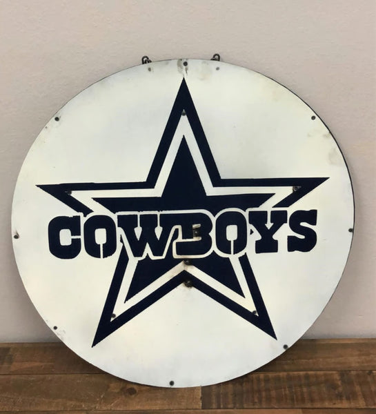 DALLAS COWBOYS 23" CUSTOM METAL VINTAGE SIGN DISC WALL ART WESTERN HOME DECOR HANDMADE #36-286