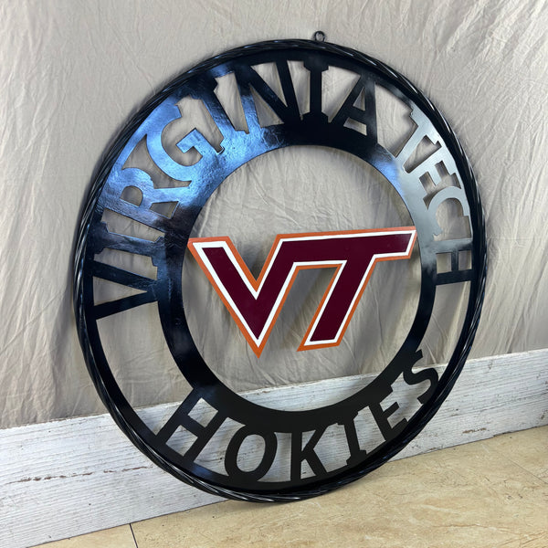 VIRGINIA TECH CUSTOM MAROON WHITE ORANGE METAL VINTAGE CRAFT SIGN TEAM HANDMADE TO ORDER