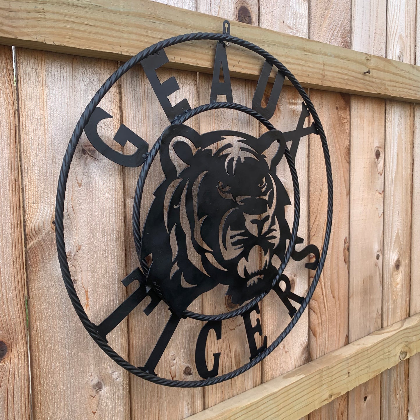 GEAUX TIGERS BLACK CUSTOM METAL VINTAGE CRAFT SIGN TEAM HANDMADE