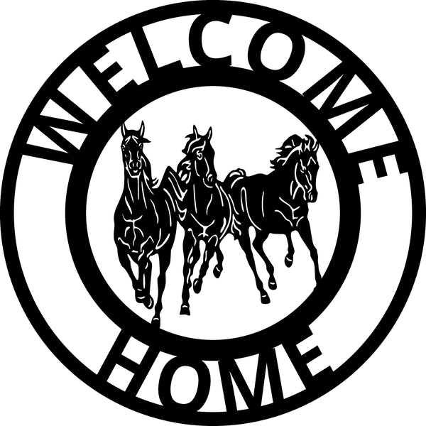 YOUR CUSTOM NAME RED HORSE WELCOME HOME LASERCUT SIGN METAL ART WITH TWISTED RING DESIGN WESTERN  HOME DECOR HANDMADEMETAL ANIMAL ART HOME WALL DECOR BRAND NEW #EH12719