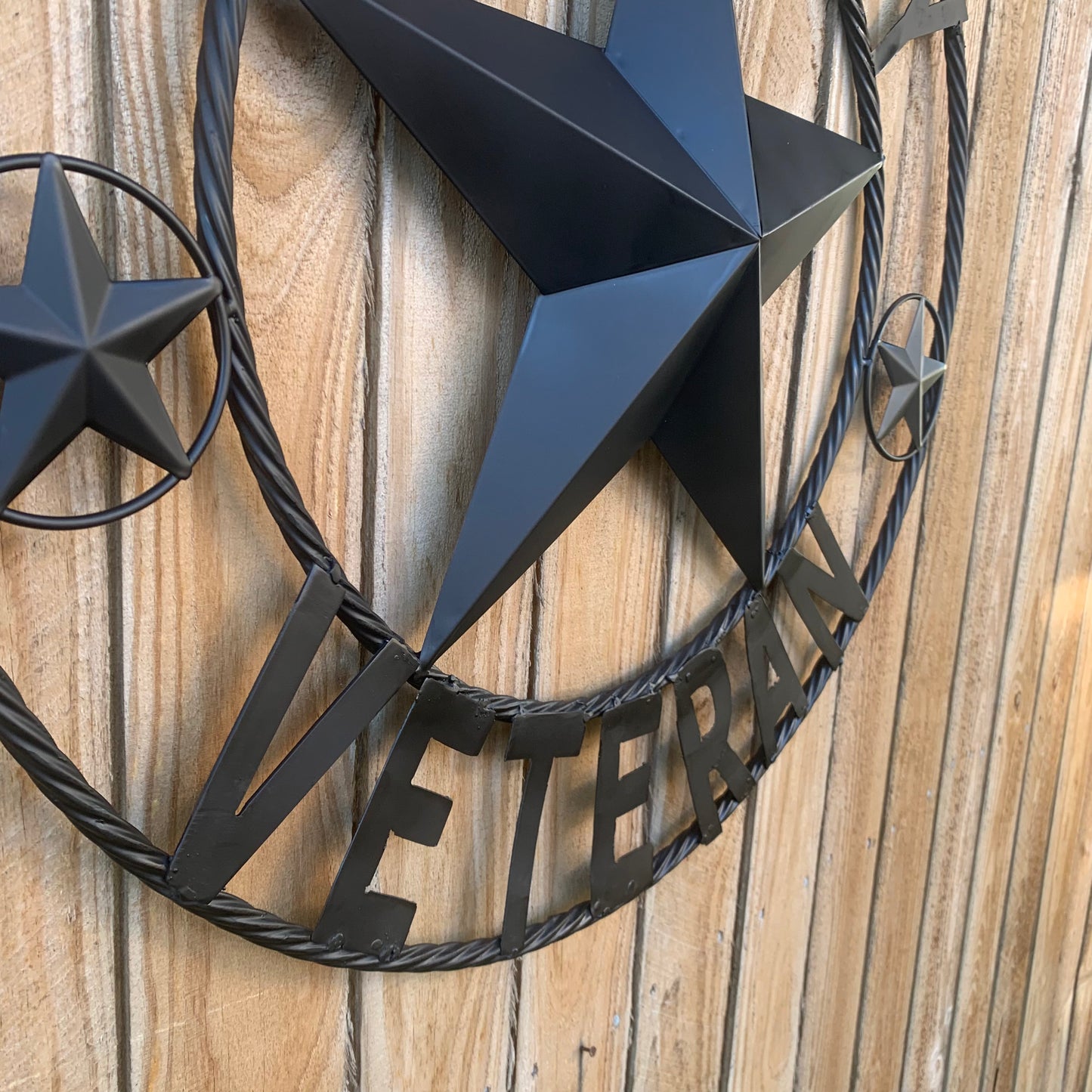US ARMY VETERAN BARN STAR METAL LONESTAR CUSTOM NAME STAR WESTERN HOME DECOR RUSTIC BLACK  24",32",36",50"