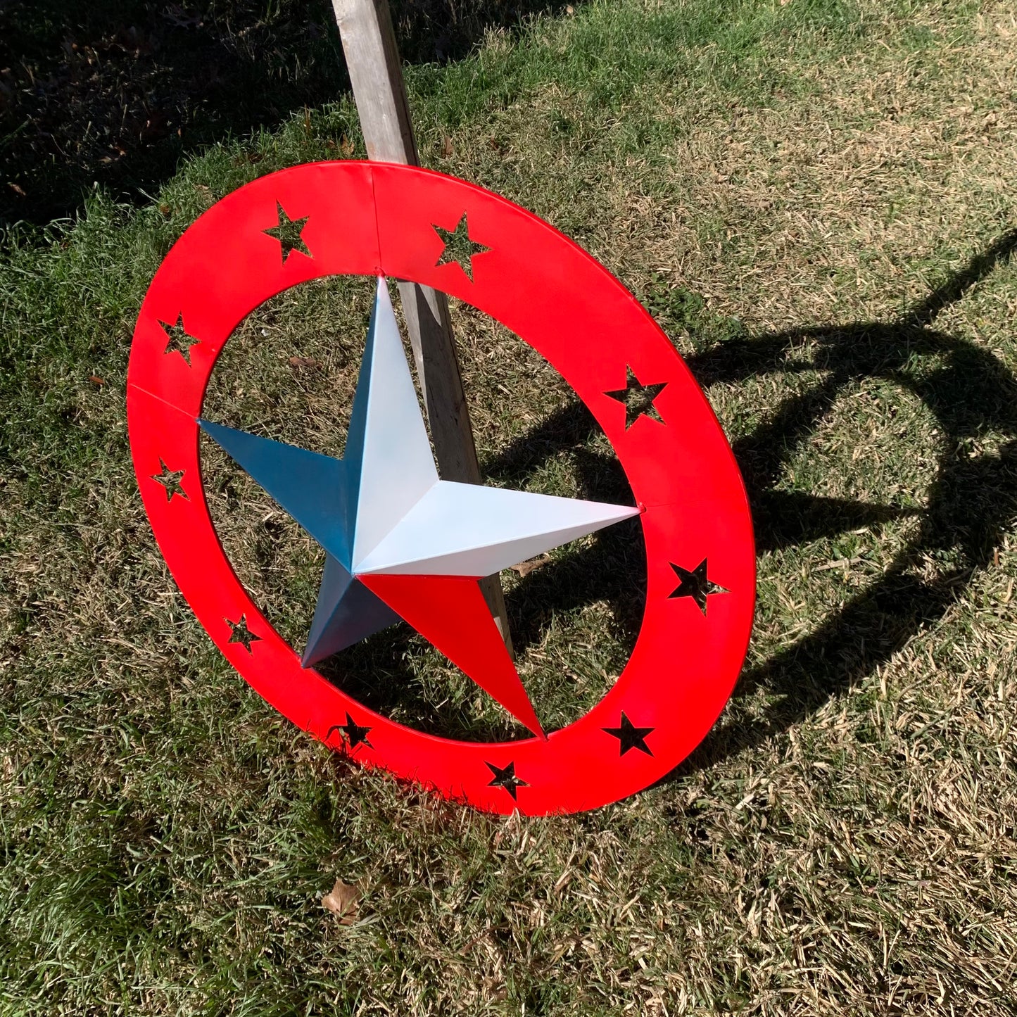 24" WIDE BAND RING BARN STAR METAL LONE STAR 3d WALL ART WESTERN HOME DECOR HANDMADE NEW #EH12758
