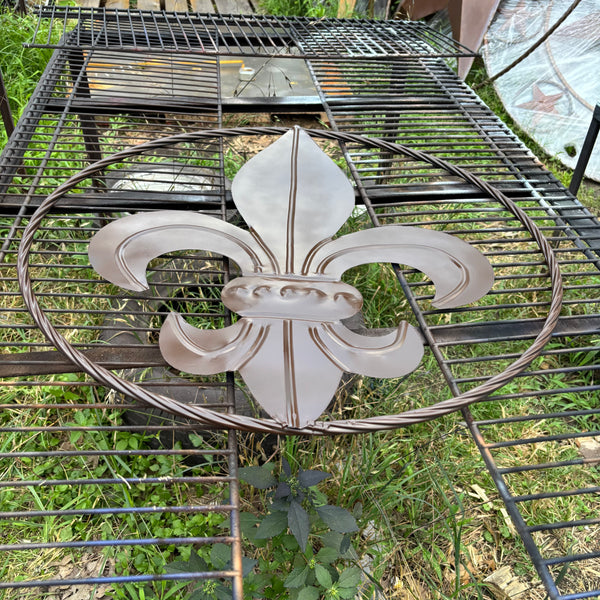 FLEUR DE LIS BROWN METAL WALL ART SIGN WESTERN HOME DECOR HANDMADE NEW 12",18",24",32"