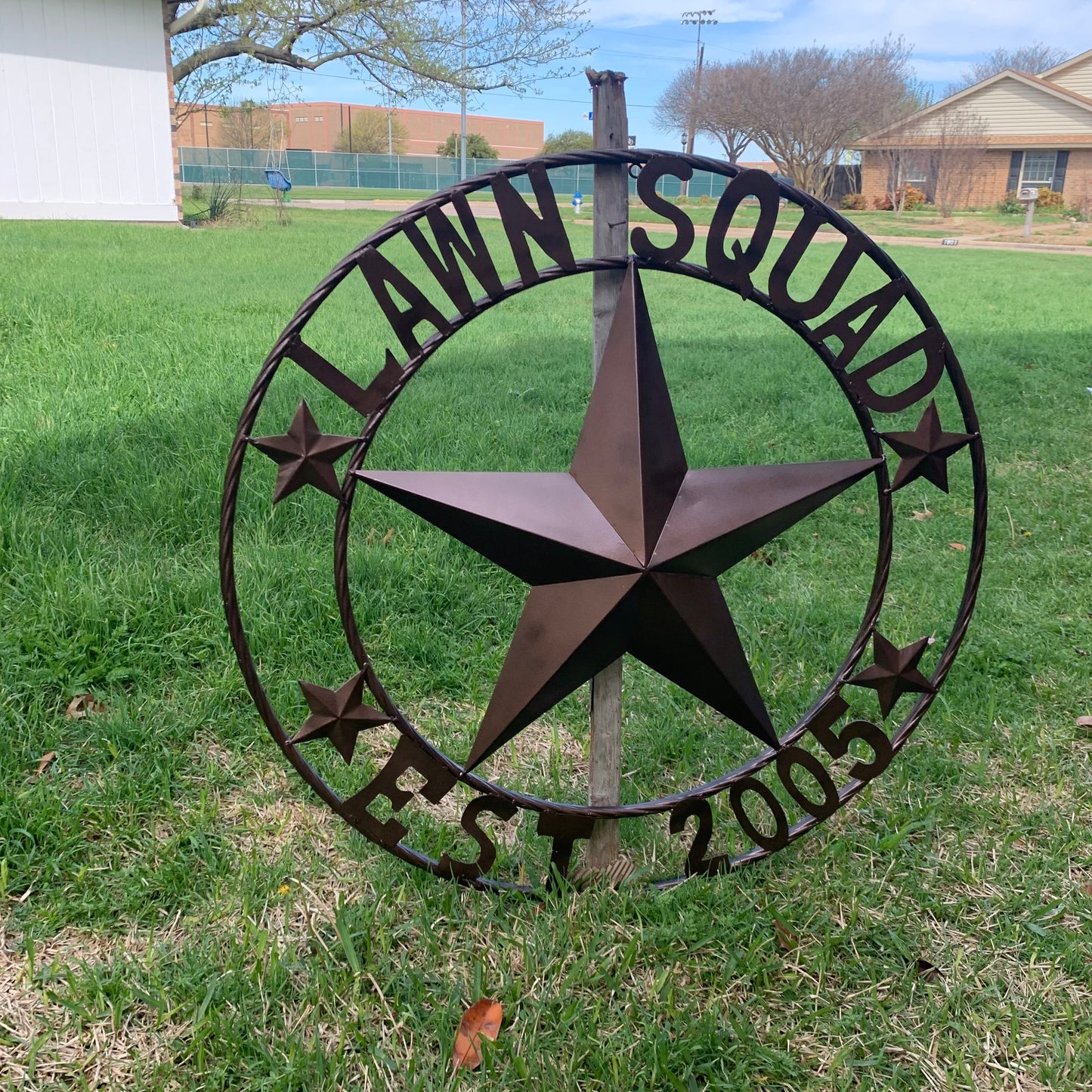 LAWN SQUAD STYLE CUSTOM BARN STAR NAME YOUR CUSTOM NAME STAR METAL NAME BARN STAR WITH TWISTED ROPE RING DESIGN METAL WALL 3d STAR ART WESTERN HOME DECOR RUSTIC BRONZE NEW