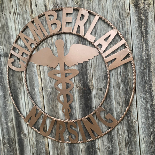 CHAMBERLAIN NURSING STYLE CUSTOM NAME SIGN MEDICAL LOGO HANDMADE