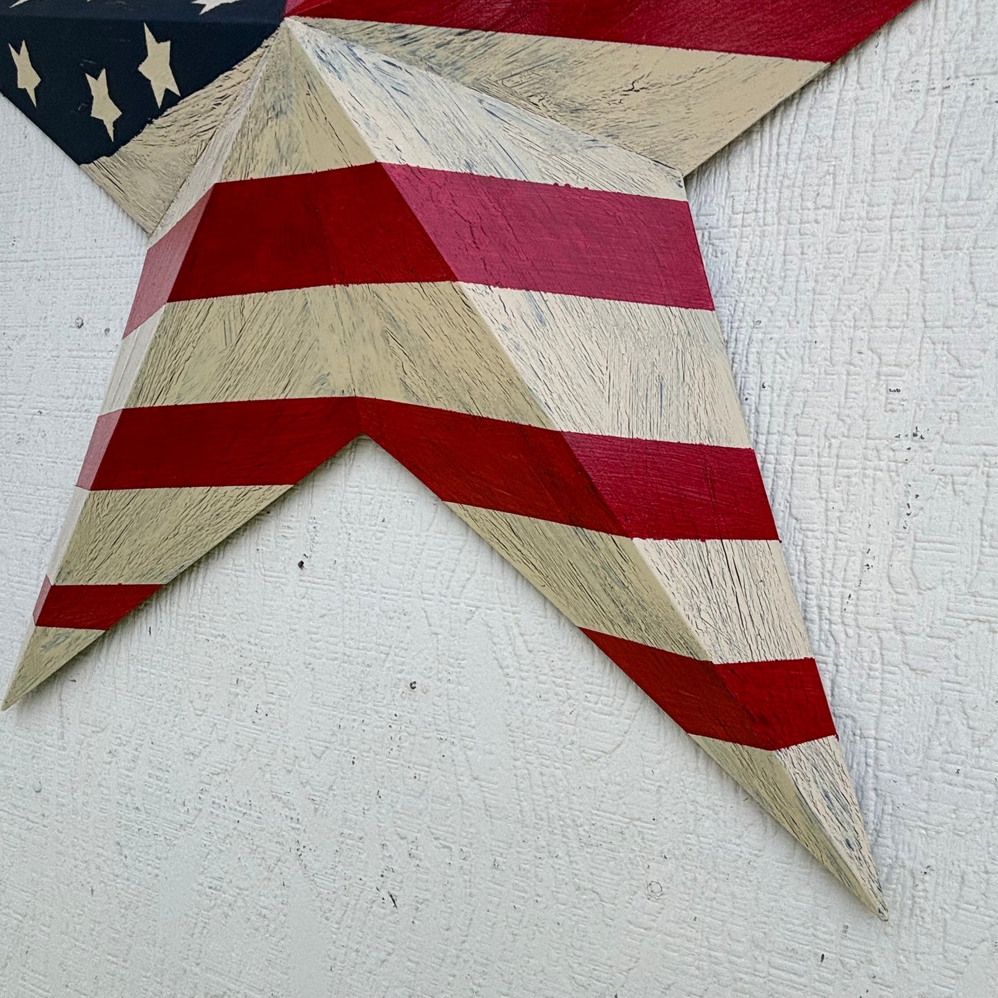 USA FLAG STAR CRACKLE RED IVORY NAVY BLUE METAL BARN STAR METAL WALL ART WESTERN HOME DECOR HANDMADE NEW
