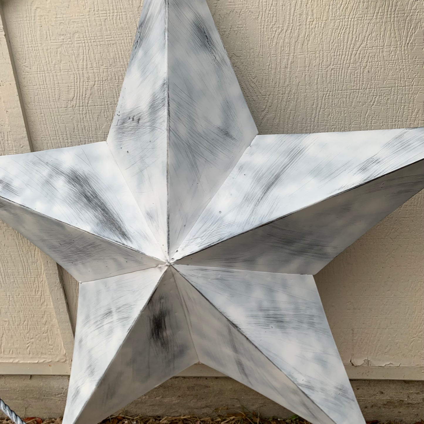 5 FOOT WHITE DISTRESSED STAR TWO TONE TEXTURE BARN STAR METAL LONESTAR TWISTED ROPE RING WESTERN HOME DECOR HANDMADE NEW