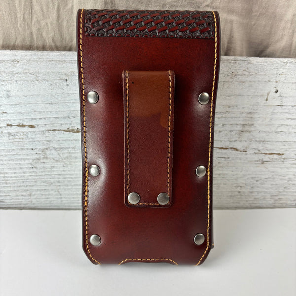 7" PLAIN FLORAL LEATHER HOLSTER BROWN STAR POUCH EXTRA LARGE  BELT LOOP CELL PHONE CASE UNIVERSAL OVERSIZE