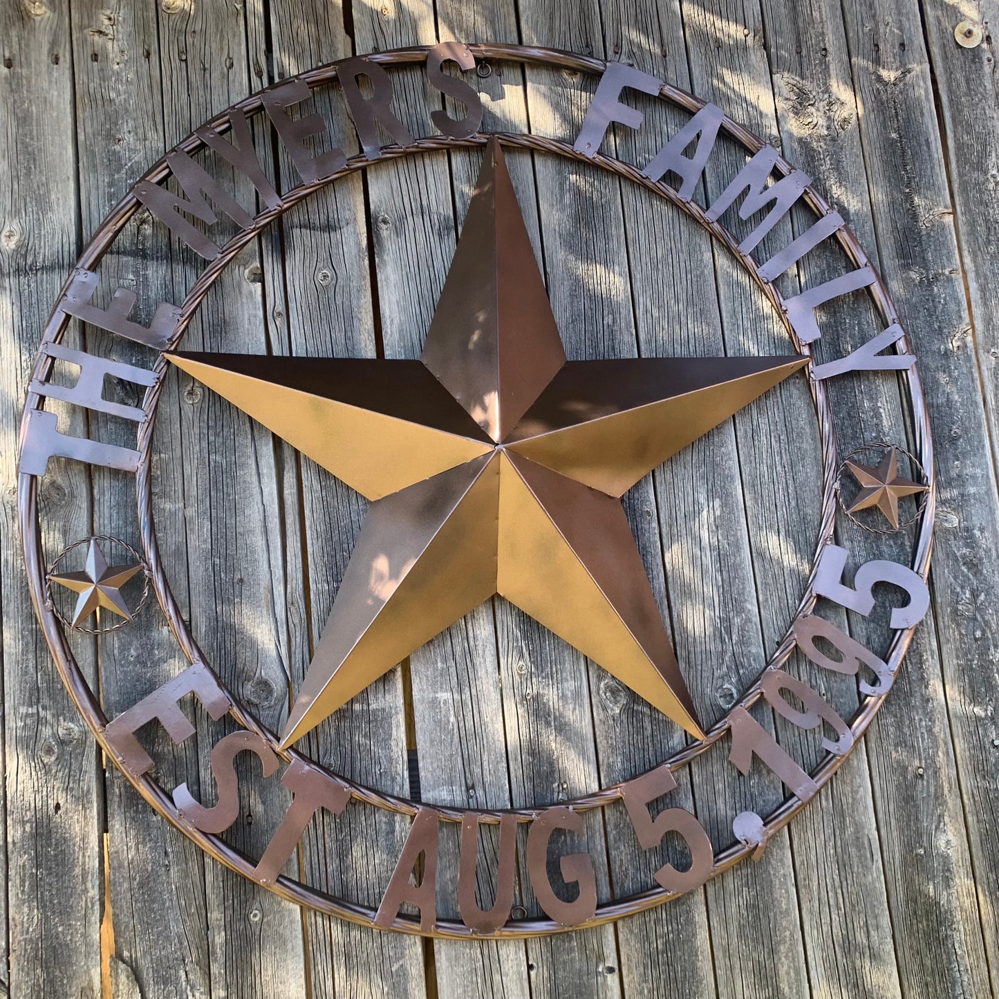 MYERS STYLE YOUR CUSTOM NAME STAR BARN STAR METAL LONE STAR WESTERN HOME DECOR RUSTIC BLACK HANDMADE 24",32",36",50"