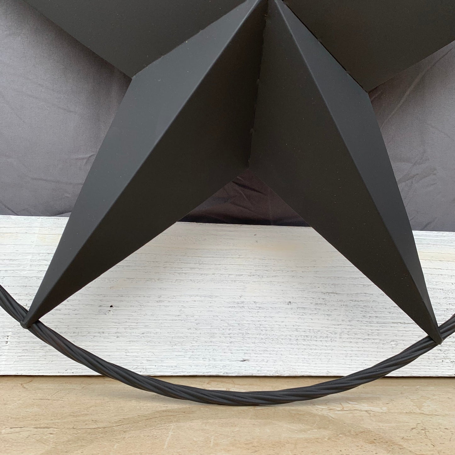 RUSTIC BLACK BARN STAR 3d TWISTED ROPE RING WESTERN HOME DECOR HANDMADE NEW 3" TO 72"-#EH10608