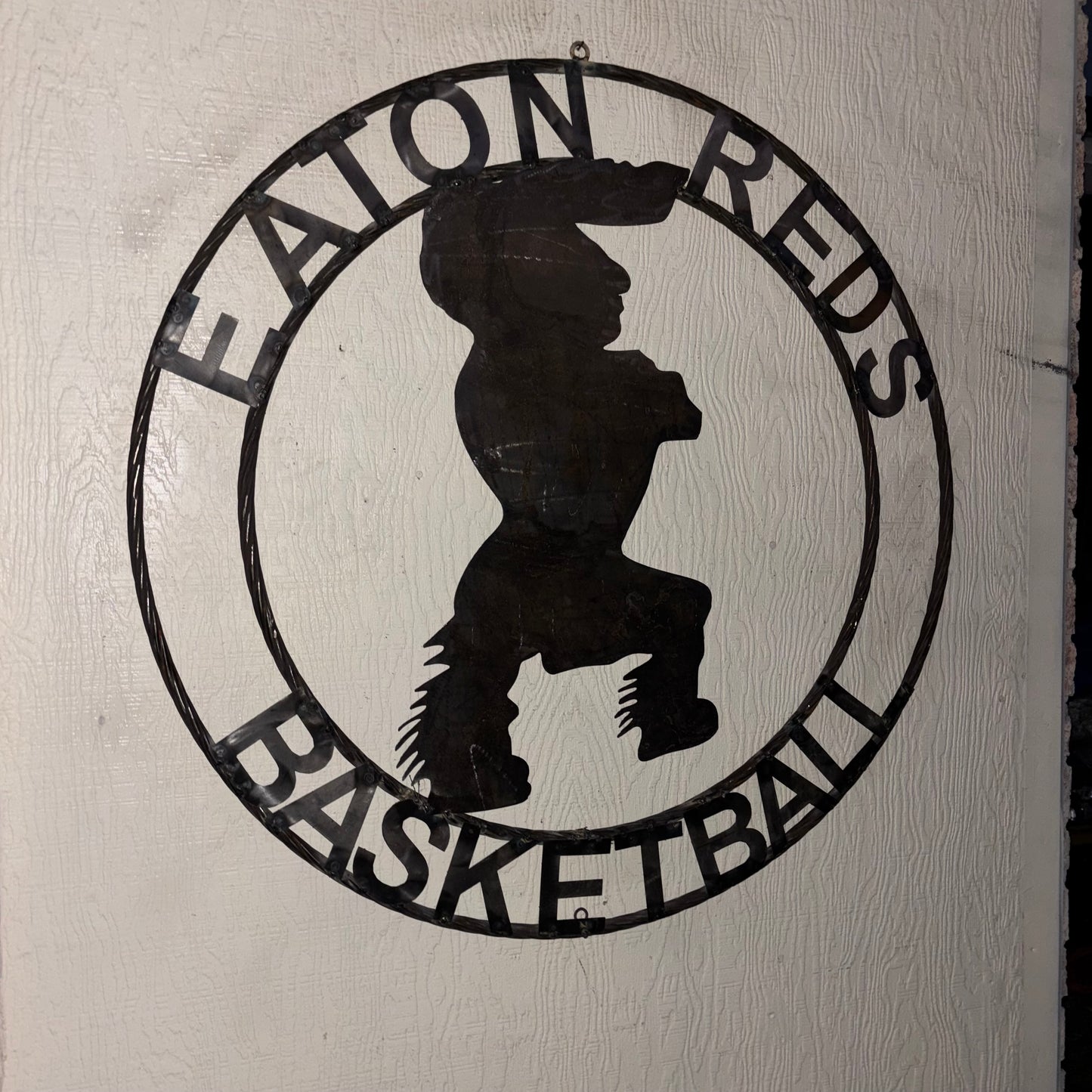 EATON REDS CUSTOM METAL VINTAGE CRAFT SIGN TEAM RED WHITE HANDMADE TO ORDER