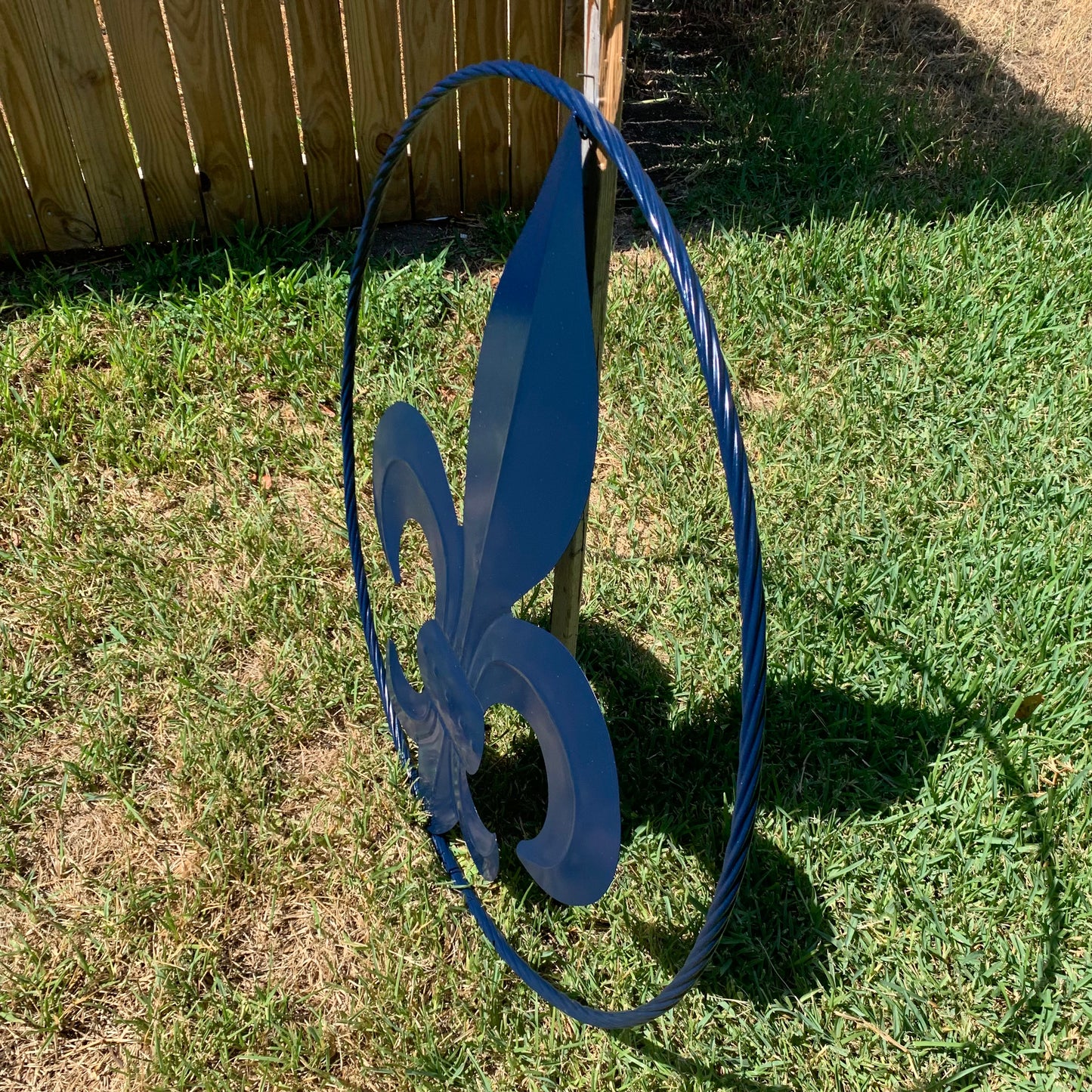 NAVY BLUE 24",36" FLEUR DE LIS METAL WALL ART SIGN WESTERN HOME DECOR HANDMADE NEW #EH10764