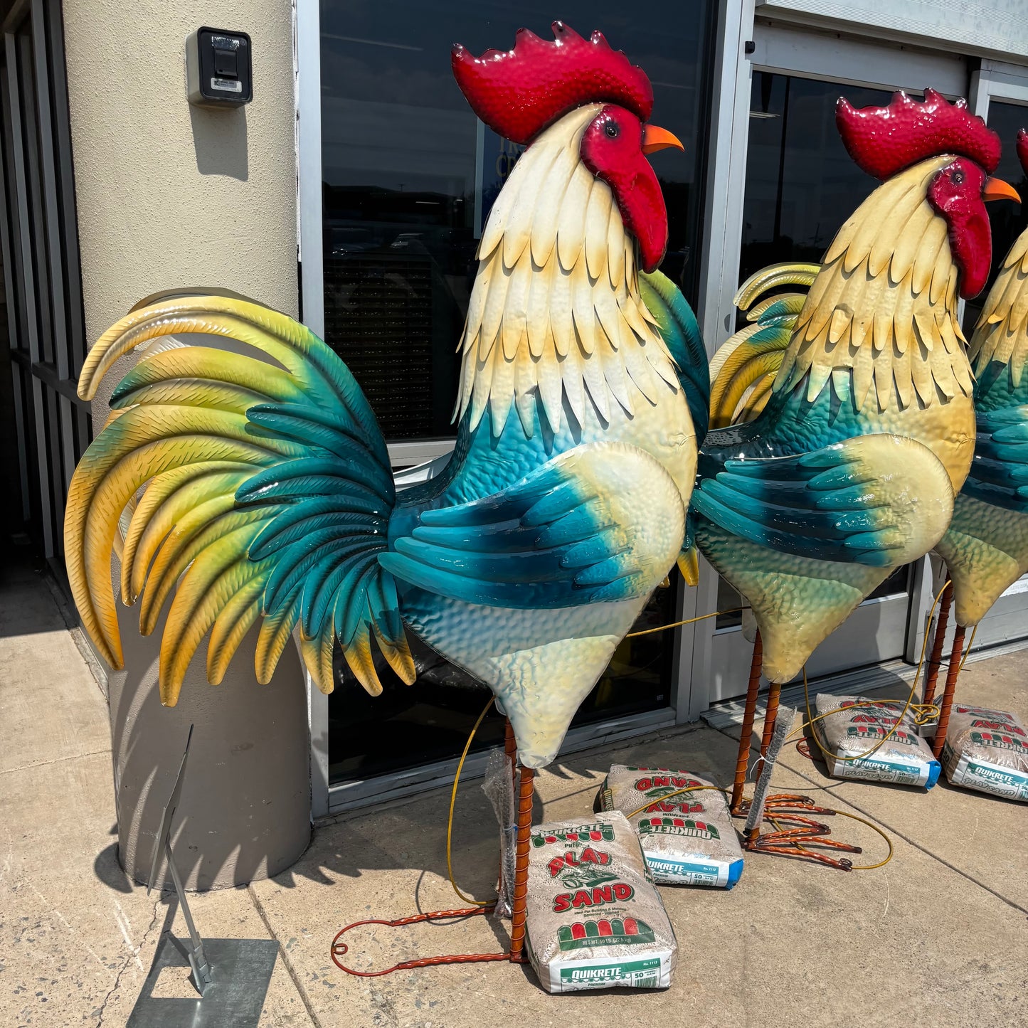 RUSTIC ROOSTER CHICKEN GARDEN ANIMAL SCULPTURE METAL DECOR HANDMADE
