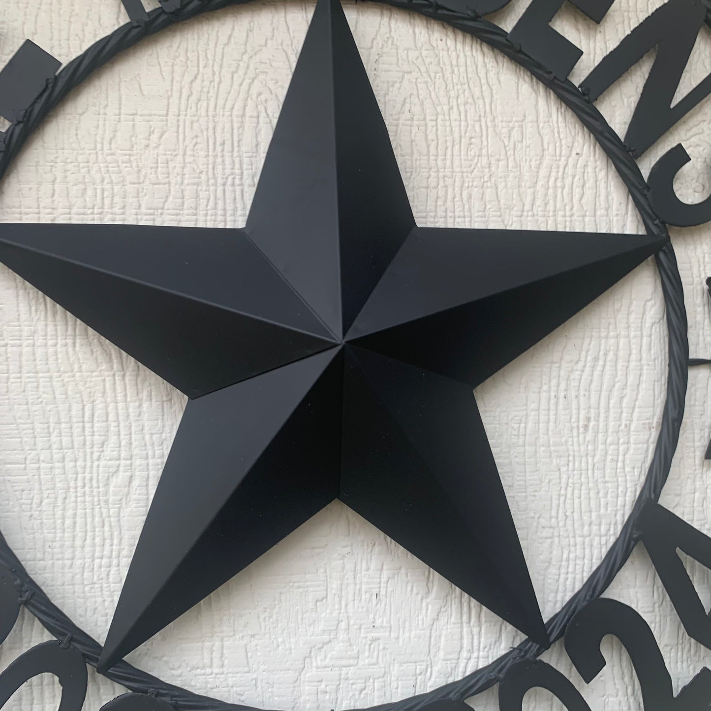MARDENS STYLE CUSTOM NAME STAR BARN METAL STAR 3d TWISTED ROPE RING WESTERN HOME DECOR RUSTIC BLACK HANDMADE 24",32",36",50"