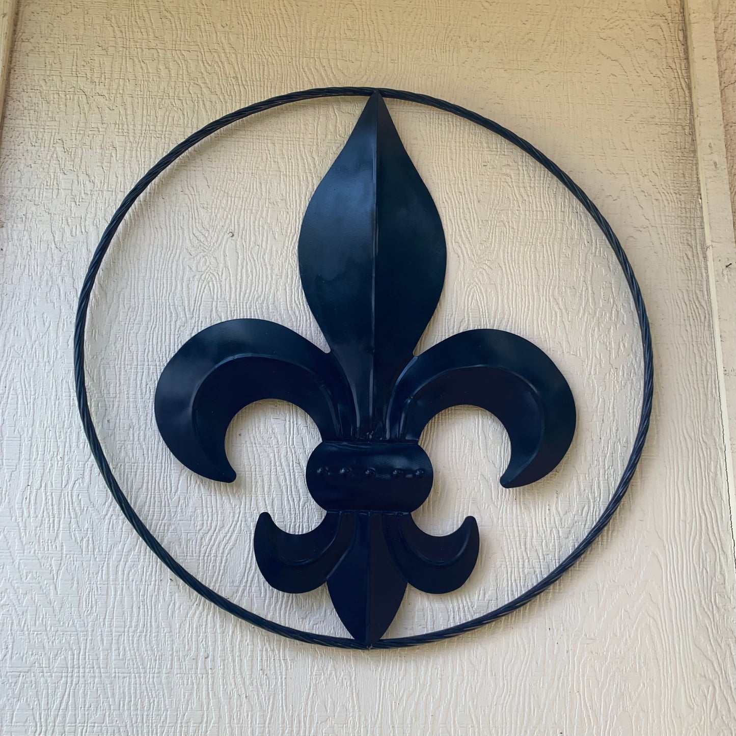 NAVY BLUE 24",36" FLEUR DE LIS METAL WALL ART SIGN WESTERN HOME DECOR HANDMADE NEW #EH10764