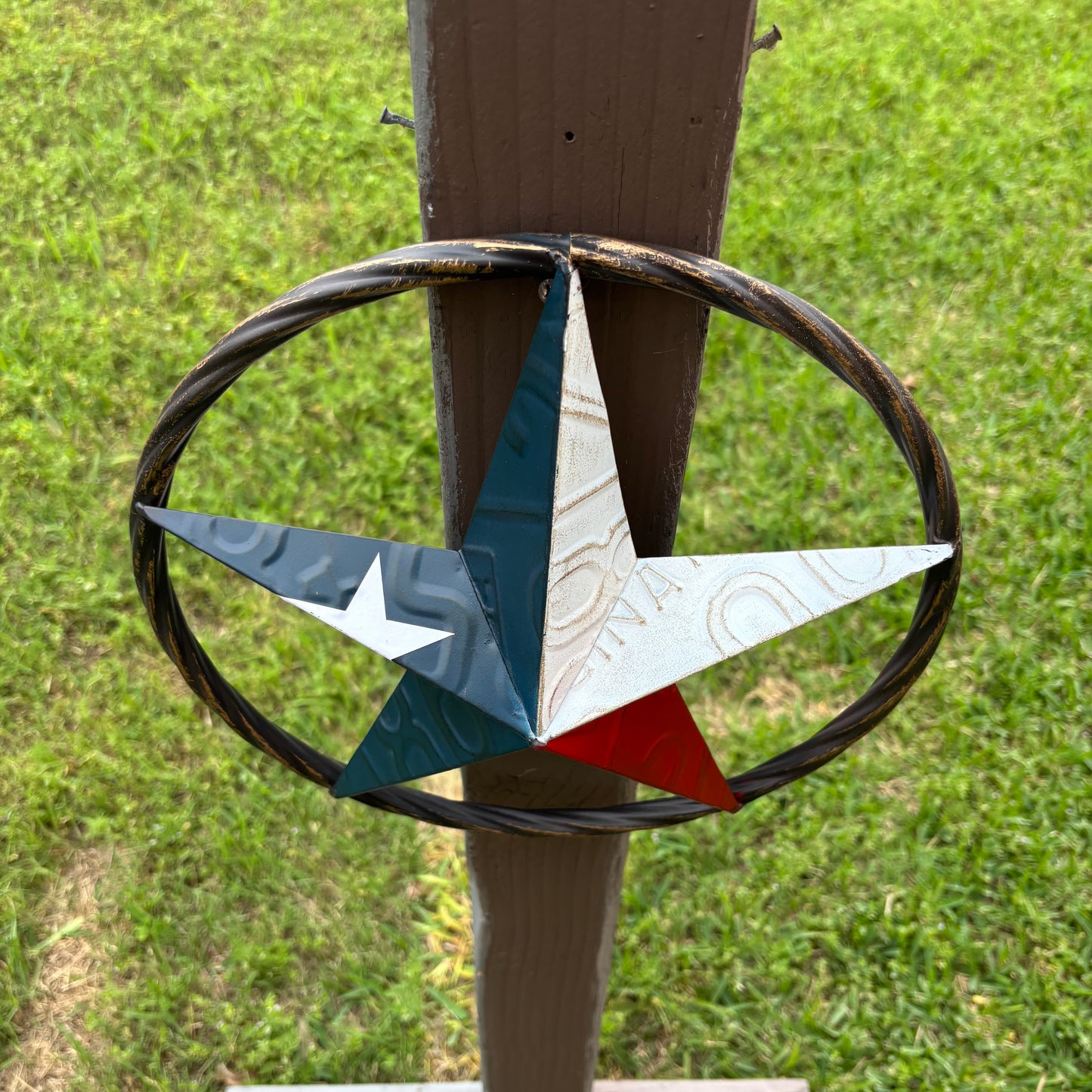 RED WHITE BLUE LICENSE PLATE METAL BARN LONESTAR WESTERN HOME DECOR HANDMADE EH13325