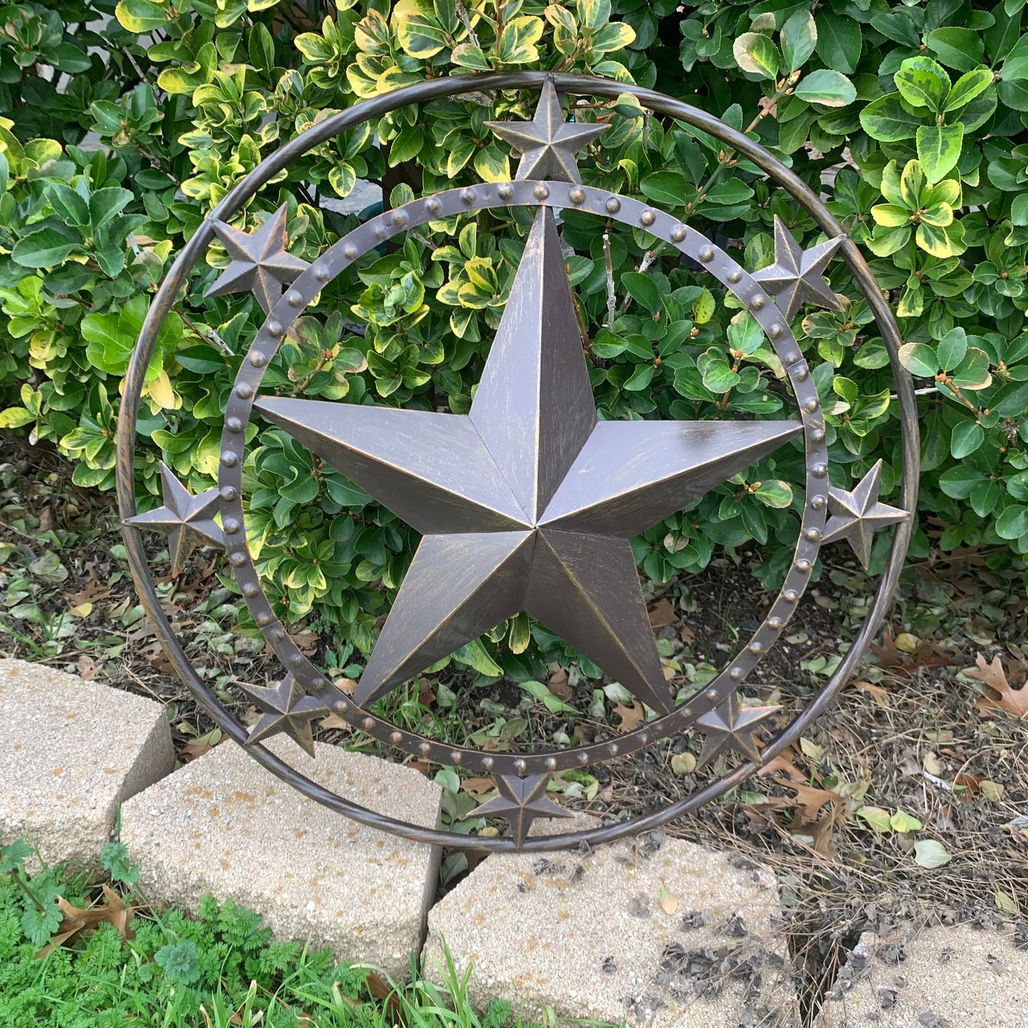 24" MULTI STAR BEADED COLIBROX BARN STAR METAL LONESTAR WESTERN HOME DECOR HANDMADE RUSTIC DARK BRONZE NEW