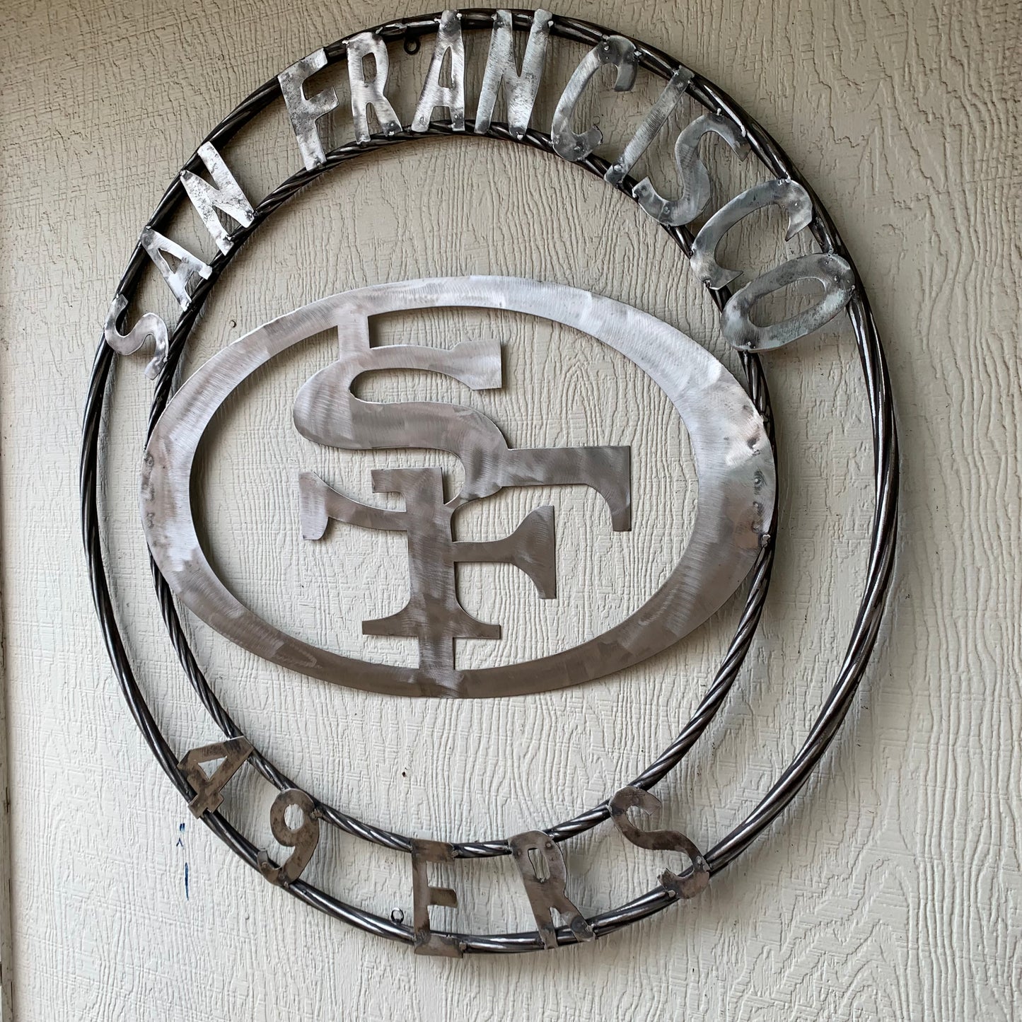 36" SAN FRANCISCO 49ERS CUSTOM RAW METAL VINTAGE CRAFT TEAM SIGN HAND MADE IN USA