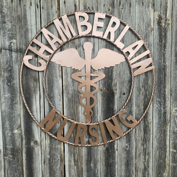 CHAMBERLAIN NURSING STYLE CUSTOM NAME SIGN MEDICAL LOGO HANDMADE