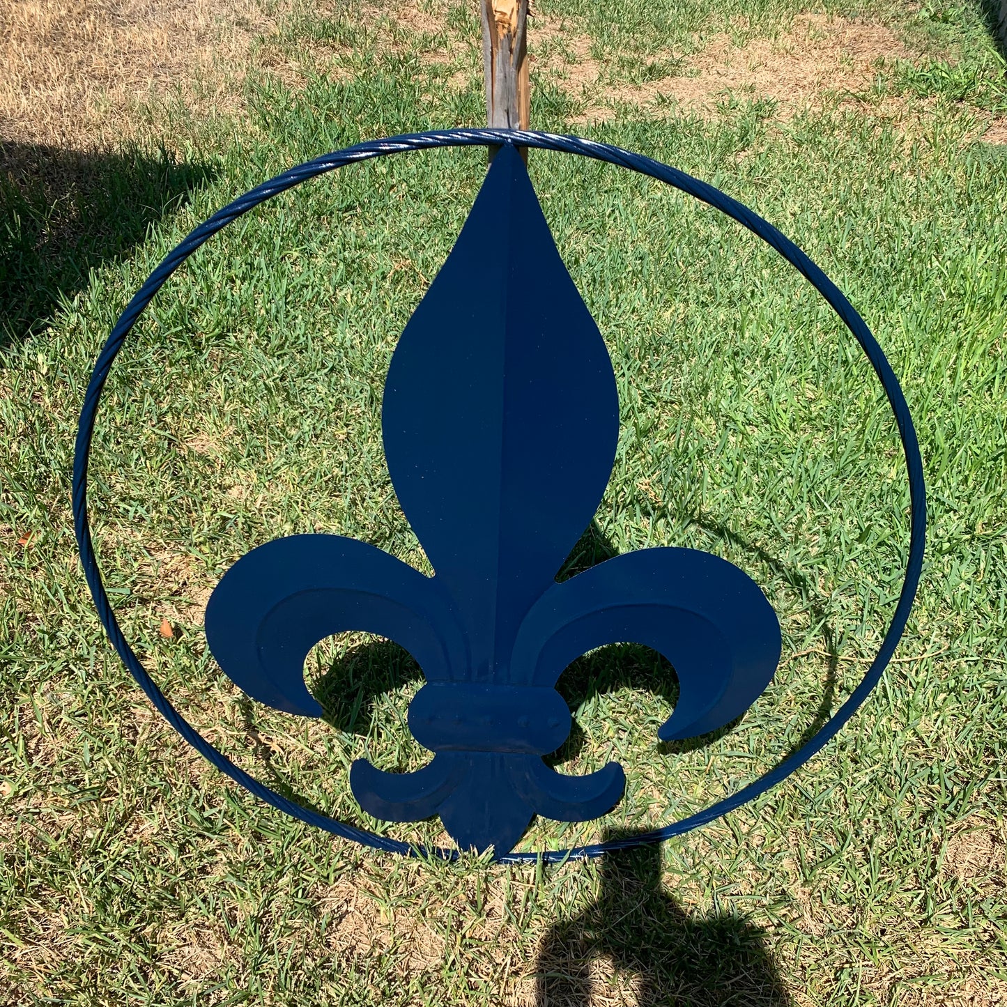 NAVY BLUE 24",36" FLEUR DE LIS METAL WALL ART SIGN WESTERN HOME DECOR HANDMADE NEW #EH10764
