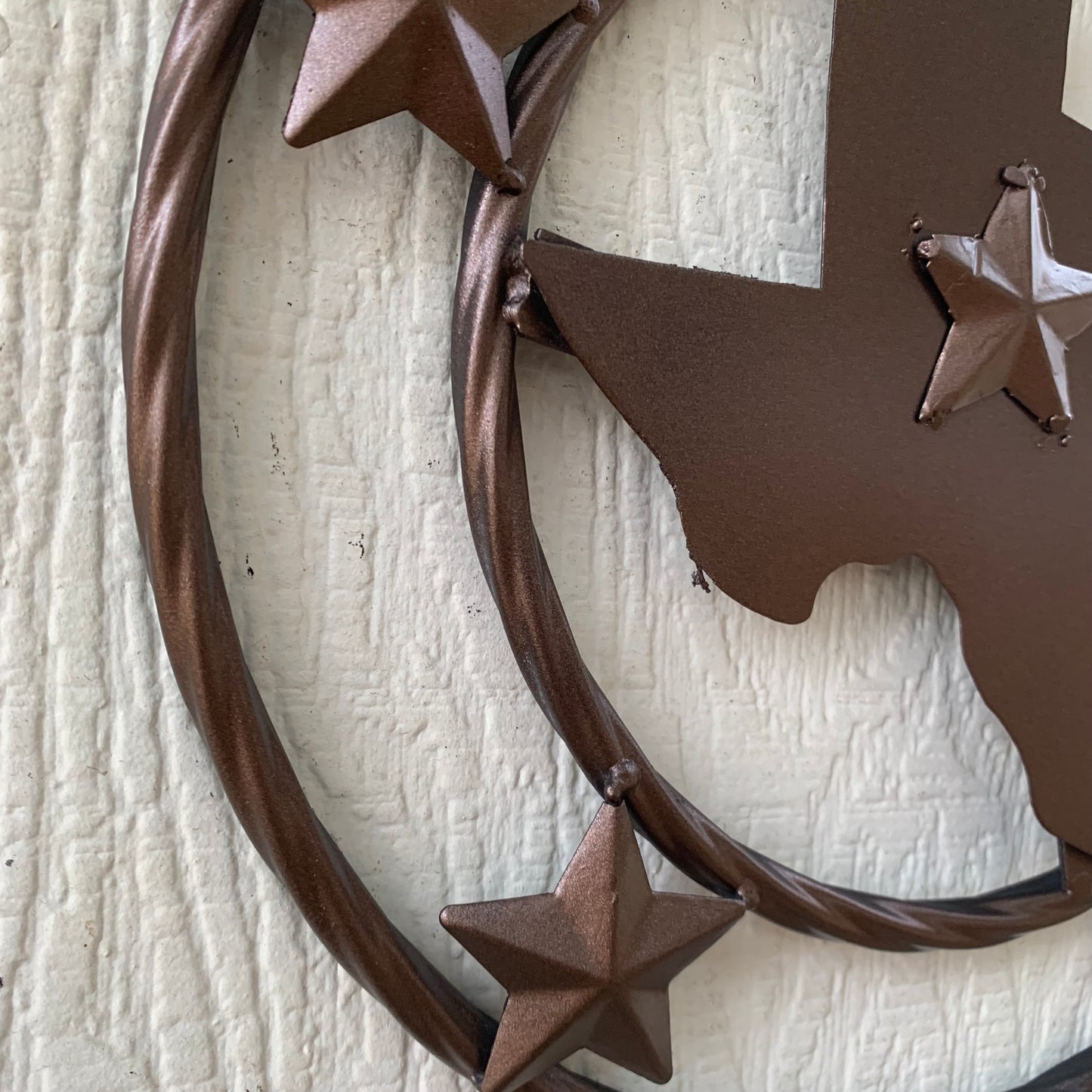 12" STATE OF TEXAS MAP RUSTIC BRONZE TWISTED RING METAL SIGN WESTERN HOME DECOR HANDMADE NEW