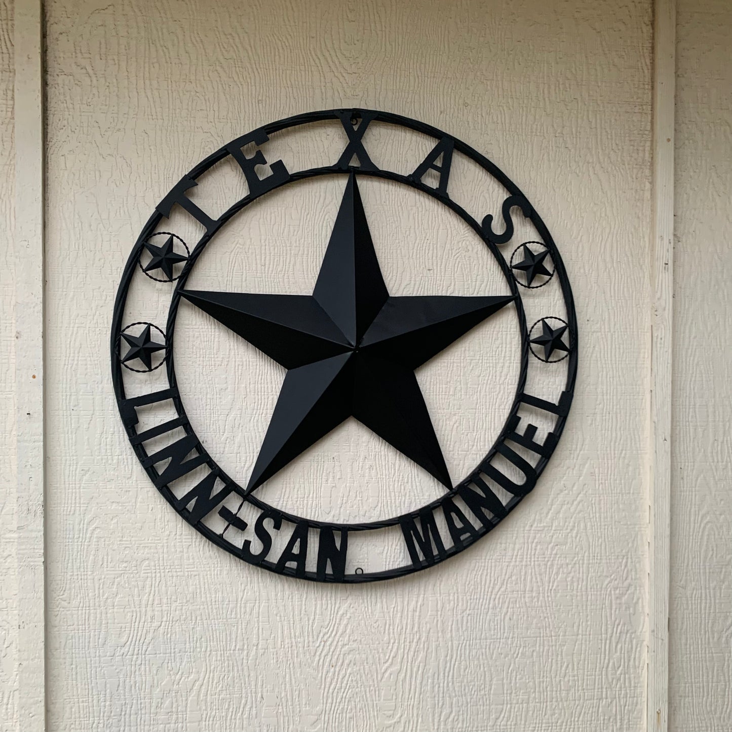 LINN SAN MANUEL STYLE YOUR CUSTOM NAME STAR METAL BARN LONE STAR 3d TWISTED ROPE RING WESTERN HOME DECOR HANDMADE NEW
