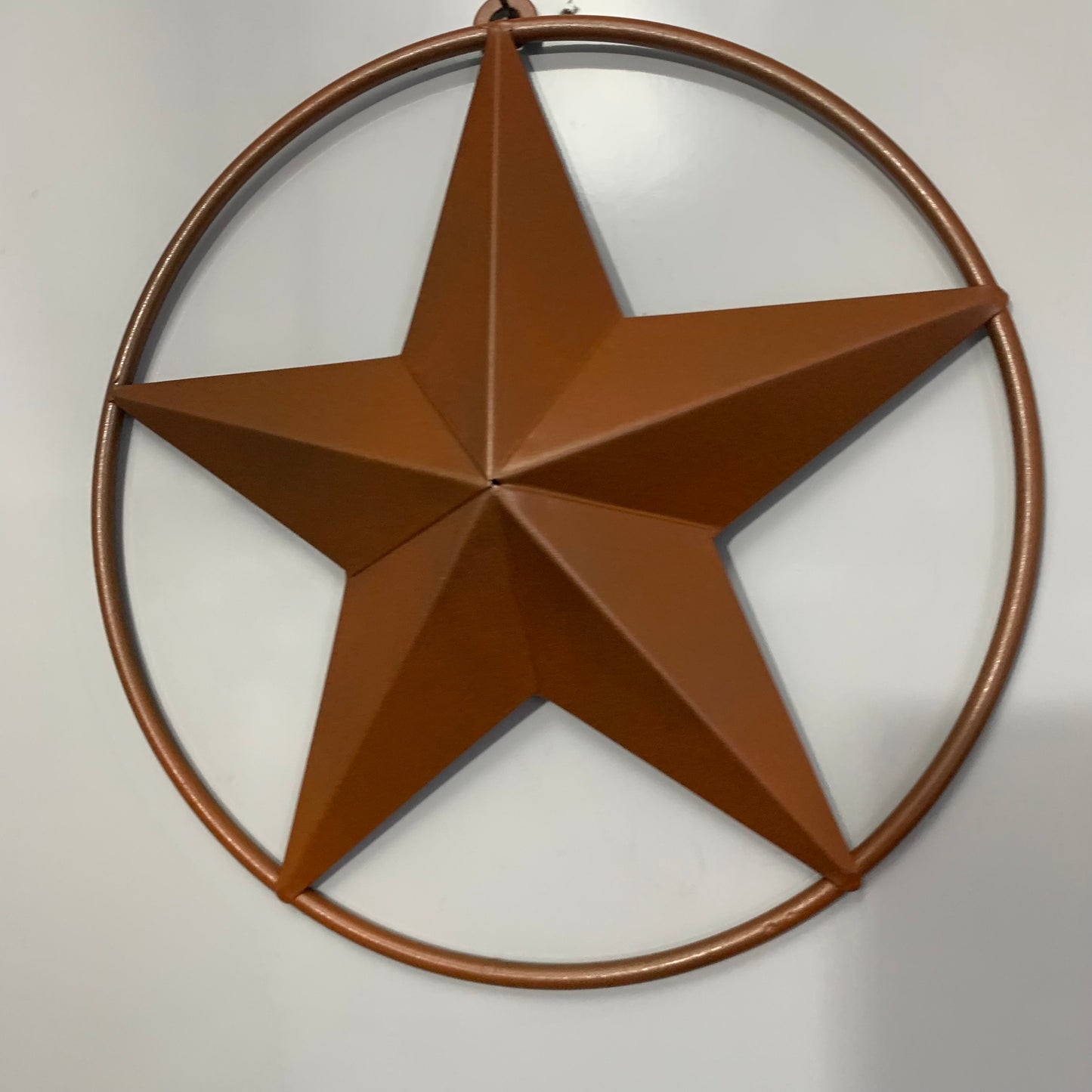 ORANGE COPPER SOLID RING BARN STAR 3",4",6",9",12" METAL LONE STAR WESTERN HOME DECOR HANDMADE-#EH10026