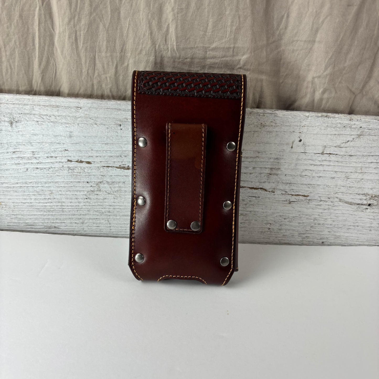 7" PLAIN FLORAL LEATHER HOLSTER BROWN STAR POUCH EXTRA LARGE  BELT LOOP CELL PHONE CASE UNIVERSAL OVERSIZE