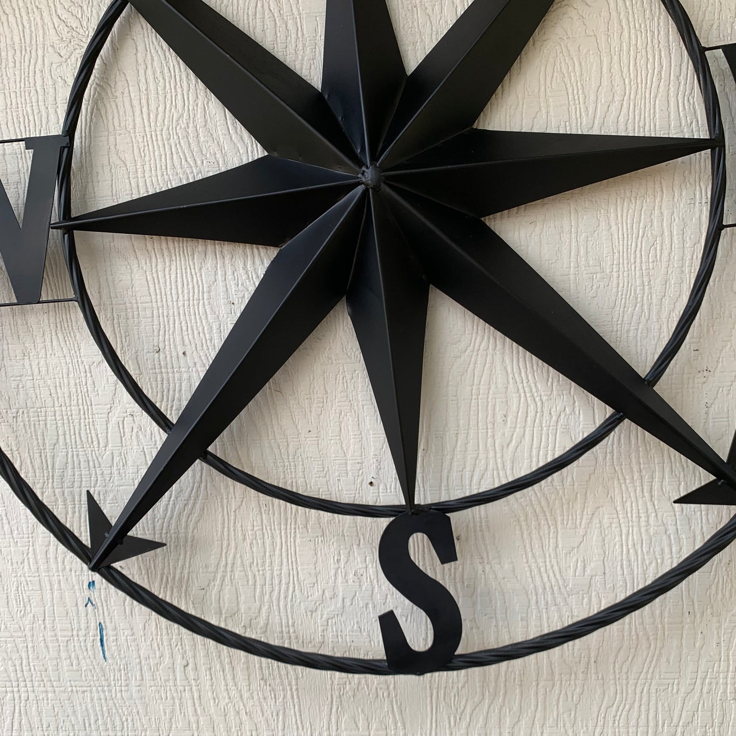 36" COMPASS RUSTIC BLACK METAL SIGN WALL ART WESTERN HOME DECOR HANDMADE NEW