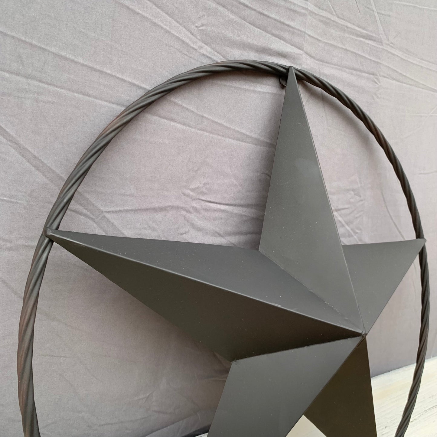 RUSTIC BLACK BARN STAR 3d TWISTED ROPE RING WESTERN HOME DECOR HANDMADE NEW 3" TO 72"-#EH10608