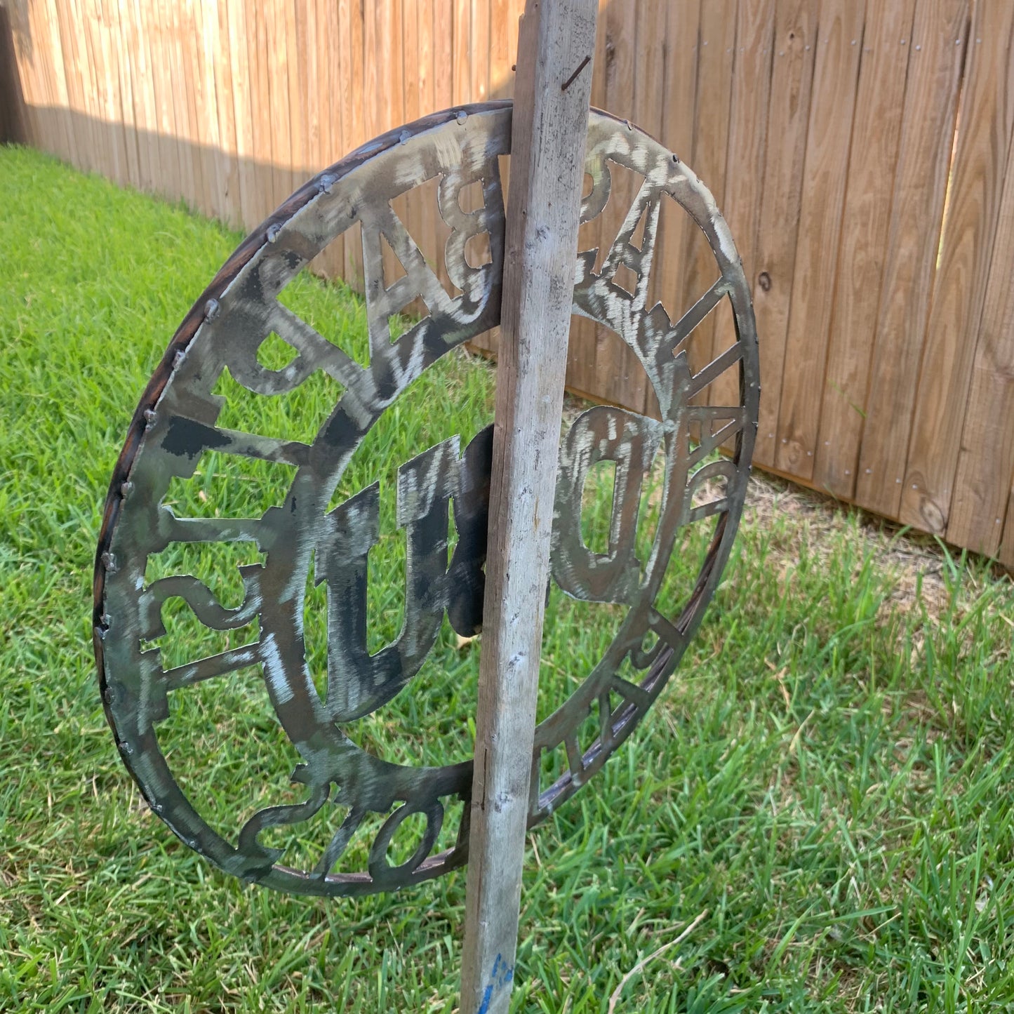DBU DALLAS BAPTIST PATRIOTS CUSTOM RAW METAL NO PAINT VINTAGE METAL CRAFT SIGN TEAM WESTERN HOME DECOR HANDMADE