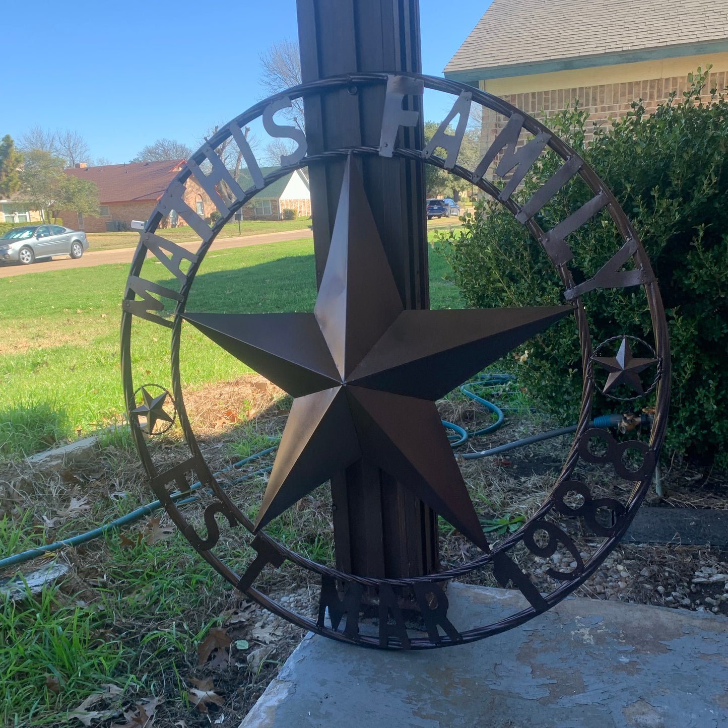 MATHIS STYLE CUSTOM NAME STAR BARN STAR 3d METAL LONESTAR TWISTED ROPE RING WESTERN HOME DECOR RUSTIC BRONZE COPPER HANDMADE 24",32",36",50"