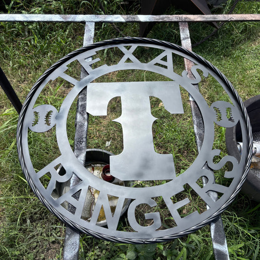 TEXAS RANGERS BLACK CUSTOM METAL VINTAGE CRAFT TEAM SIGN TWISTED ROOE RING HANDMADE