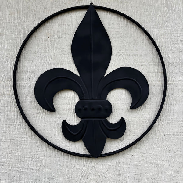 FLEUR DE LIS BLACK FLAT METAL WALL ART SIGN WESTERN HOME DECOR HANDMADE NEW 12",18",24",32"