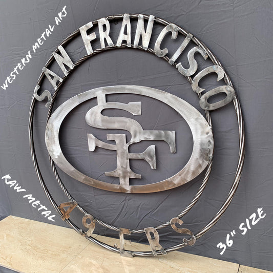 36" SAN FRANCISCO 49ERS CUSTOM RAW METAL VINTAGE CRAFT TEAM SIGN HAND MADE IN USA