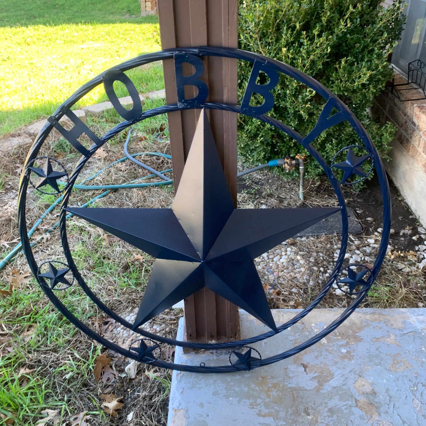HOBBY STYLE CUSTOM NAME STAR BARN METAL STAR 3d TWISTED ROPE RING WESTERN HOME DECOR RUSTIC NAVY BLUE HANDMADE 24",32",36",50"
