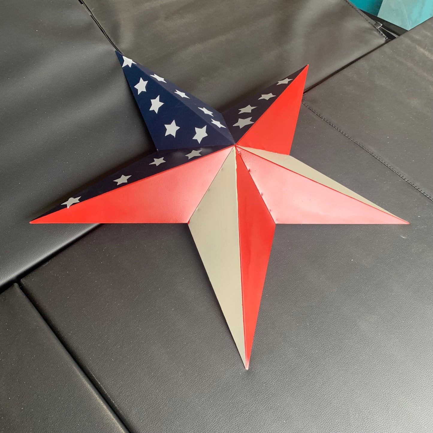 16",24",30",36" USA AMERICAN FLAG STAR RED WHITE & BLUE METAL BARN STAR STYLE# 6 HANDMADE #EH13523