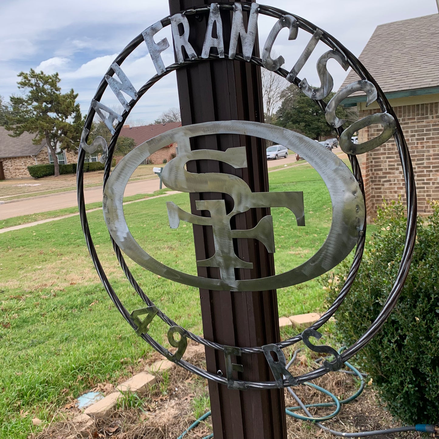 36" SAN FRANCISCO 49ERS CUSTOM RAW METAL VINTAGE CRAFT TEAM SIGN HAND MADE IN USA