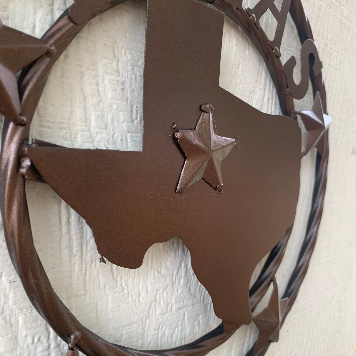 12" STATE OF TEXAS MAP RUSTIC BRONZE TWISTED RING METAL SIGN WESTERN HOME DECOR HANDMADE NEW