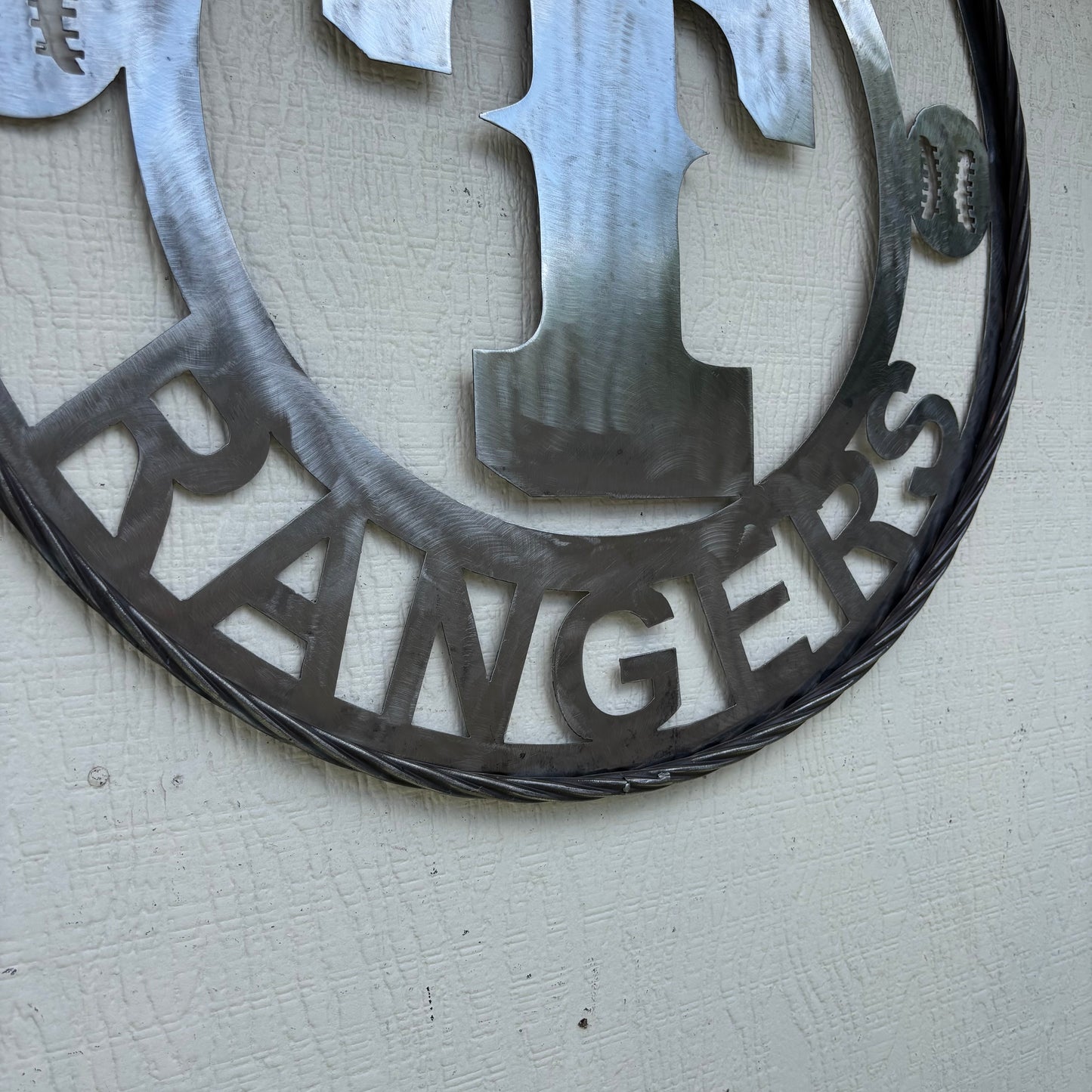 TEXAS RANGERS CUSTOM RAW METAL VINTAGE CRAFT TEAM SIGN TWISTED ROPE RING HANDMADE