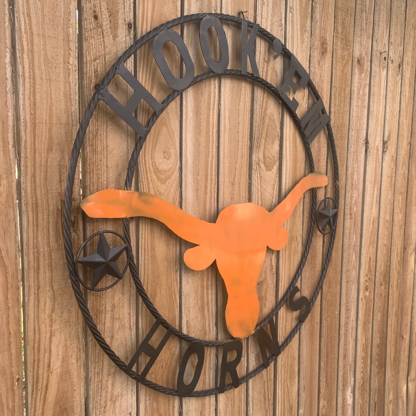 HOOKEM HORNS WITH LONE STAR TEXAS LONGHORNS HOOK EM METAL CUSTOM VINTAGE CRAFT WALL ART TEAM SIGN HANDMADE
