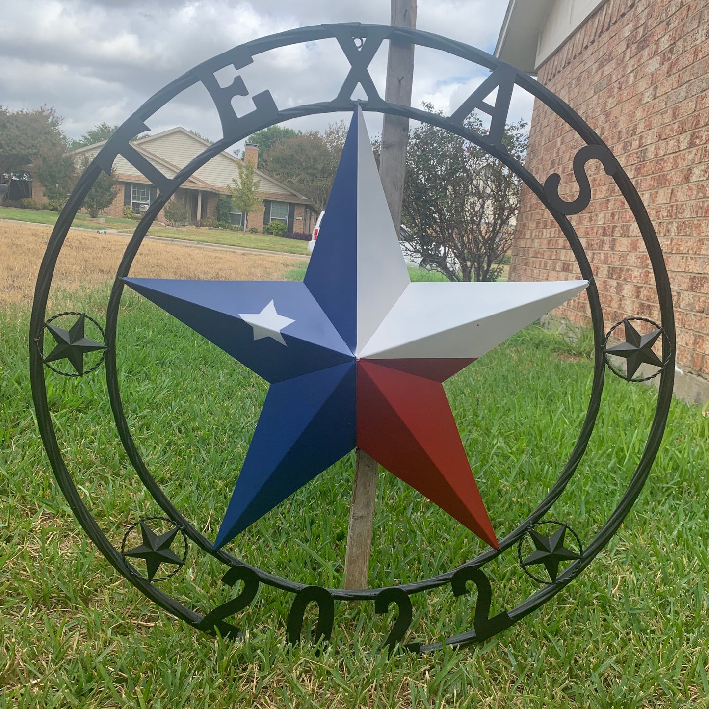 TEXAS 2022 STYLE CUSTOM NAME BARN STAR METAL LONESTAR 3d TWISTED BLACK ROPE RING WESTERN HOME DECOR   HANDMADE 24",32",36"