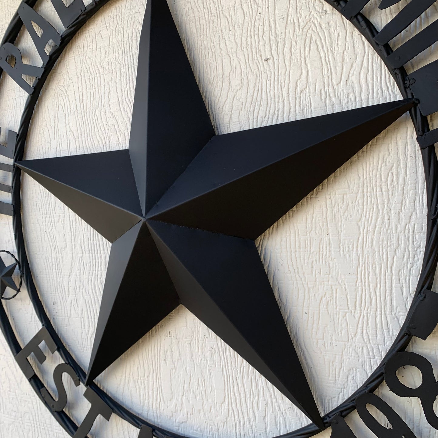 RALSTON FAMILY STYLE CUSTOM NAME STAR BARN METAL STAR 3d TWISTED ROPE RING WESTERN HOME DECOR RUSTIC BLACK HANDMADE 24",32",36",50"