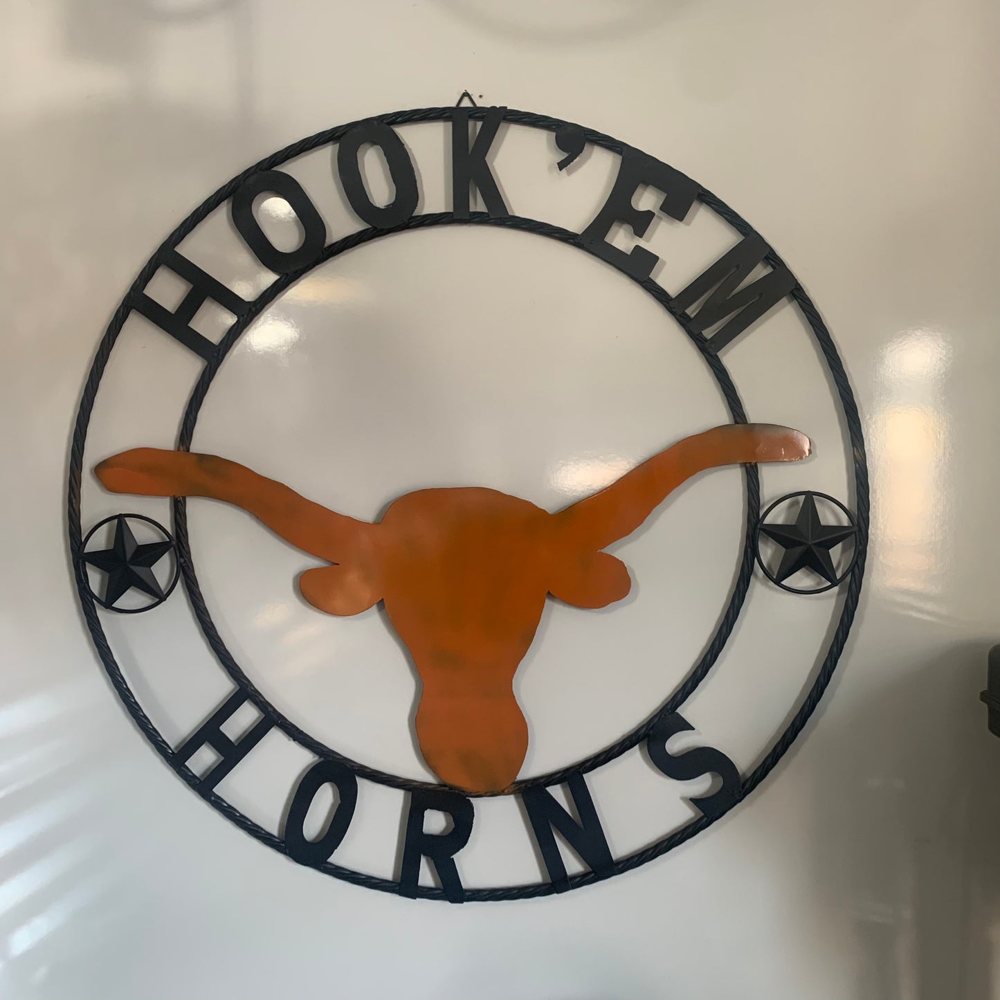HOOKEM HORNS WITH LONE STAR TEXAS LONGHORNS HOOK EM METAL CUSTOM VINTAGE CRAFT WALL ART TEAM SIGN HANDMADE