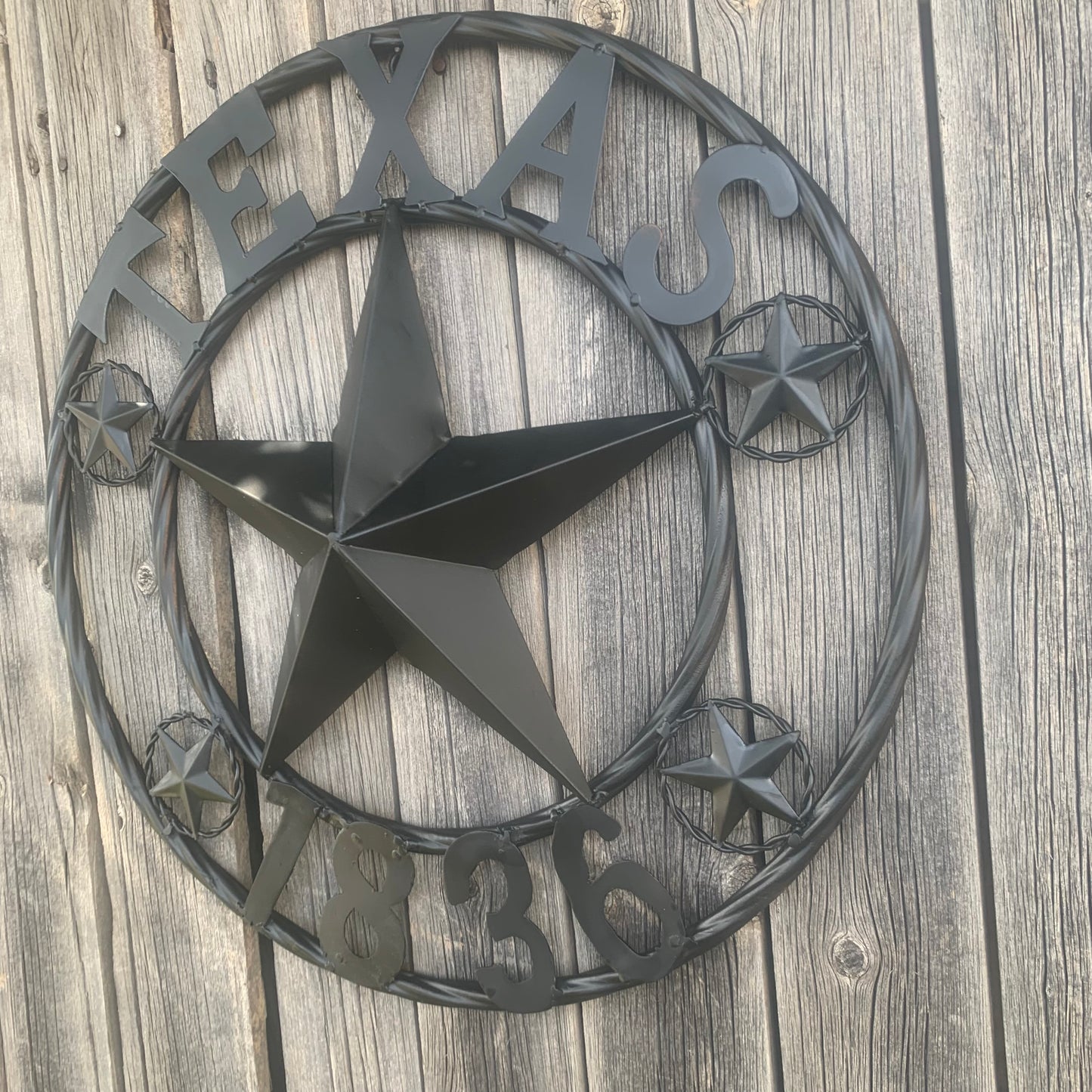 TEXAS 1836 BLACK BARN STAR METAL LONESTAR WESTERN HOME DECOR HANDMADE NEW 16",24",36",50"