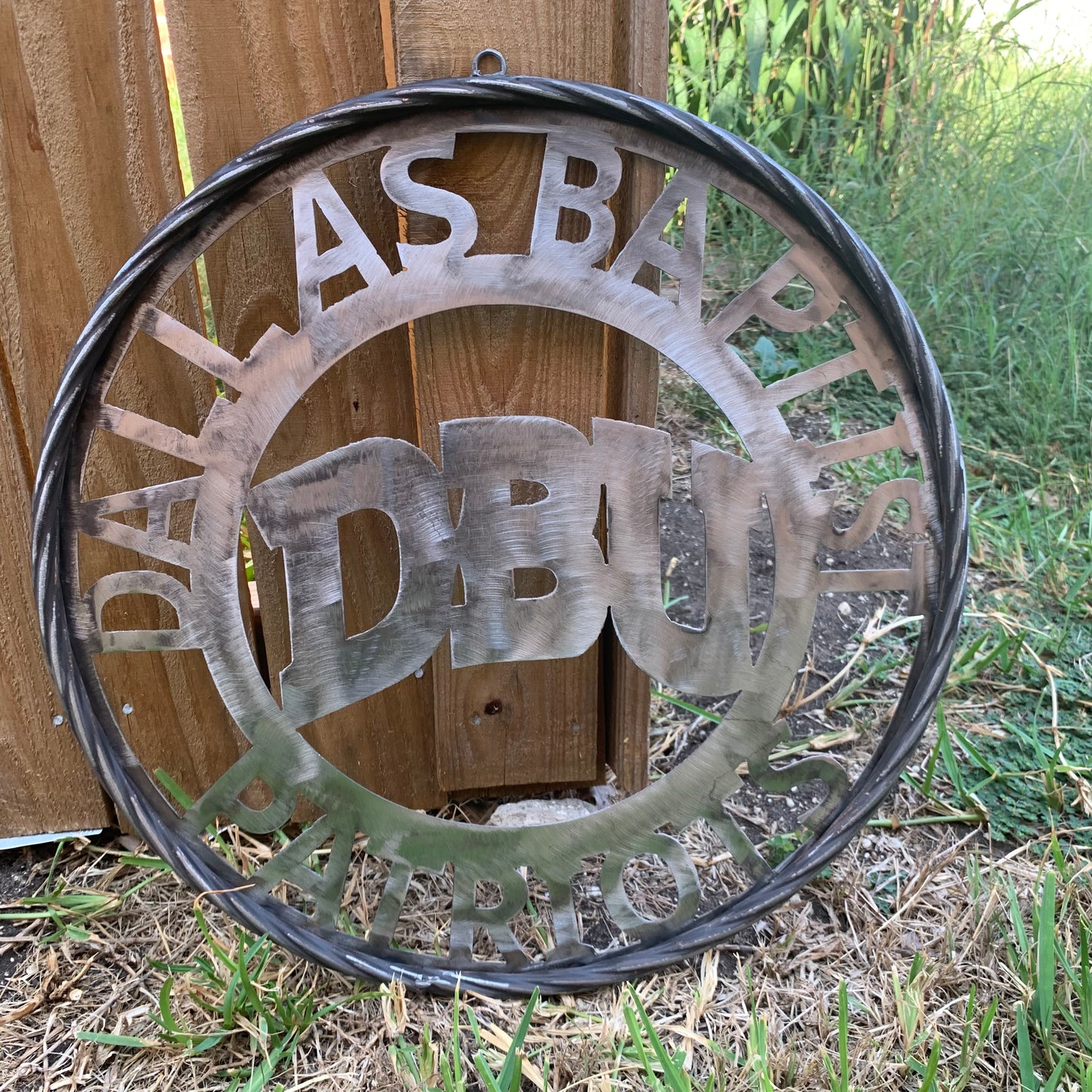 DBU DALLAS BAPTIST PATRIOTS CUSTOM RAW METAL NO PAINT VINTAGE METAL CRAFT SIGN TEAM WESTERN HOME DECOR HANDMADE