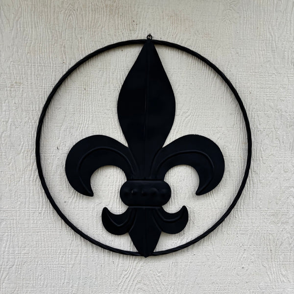 FLEUR DE LIS BLACK FLAT METAL WALL ART SIGN WESTERN HOME DECOR HANDMADE NEW 12",18",24",32"