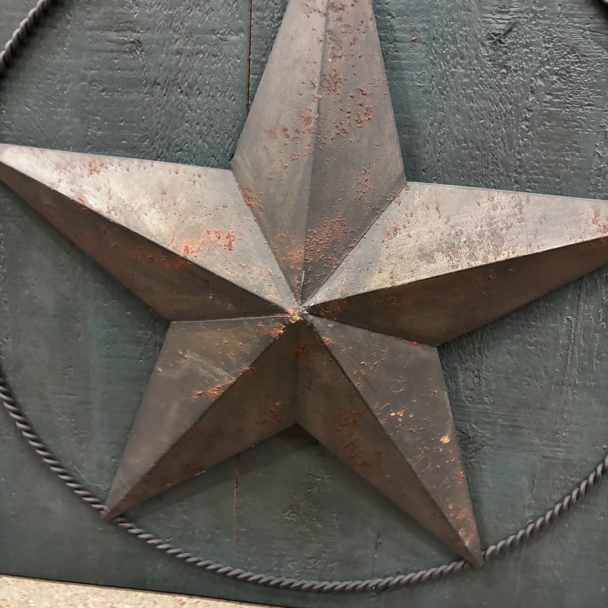 METAL STAR ON WOOD PANEL WESTERN HOME DECOR HANDMADE