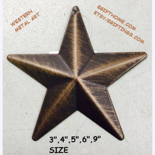 12",16",22",24",30",36" RUSTIC BRONZE BARN STAR 5 POINT METAL STAR OF DAVID WESTERN HOME DECOR HANDMADE NEW 3" TO 36"-#EH10044