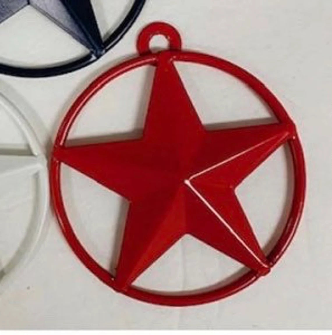 3",4",5",6",9",12" RUSTIC WHITE STAR BARN METAL LONE STAR SOLID RING WESTERN HOME DECOR HANDMADE--FREE SHIPPING